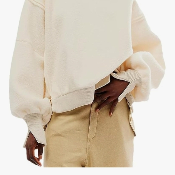 Danyery Sweaters - Chic Cream Women's Crew Neck Sweater